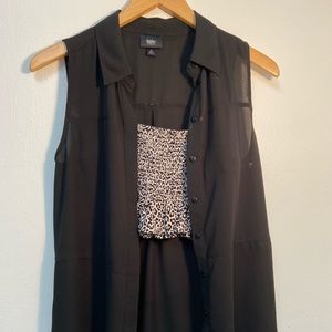 Black chiffon blouse.